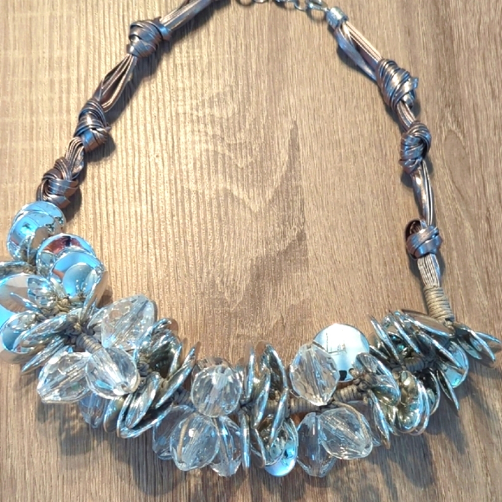 Elegant Silver and Clear Beaded Necklace